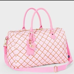 Roller rabbit geo hearts softside duffel bag pink